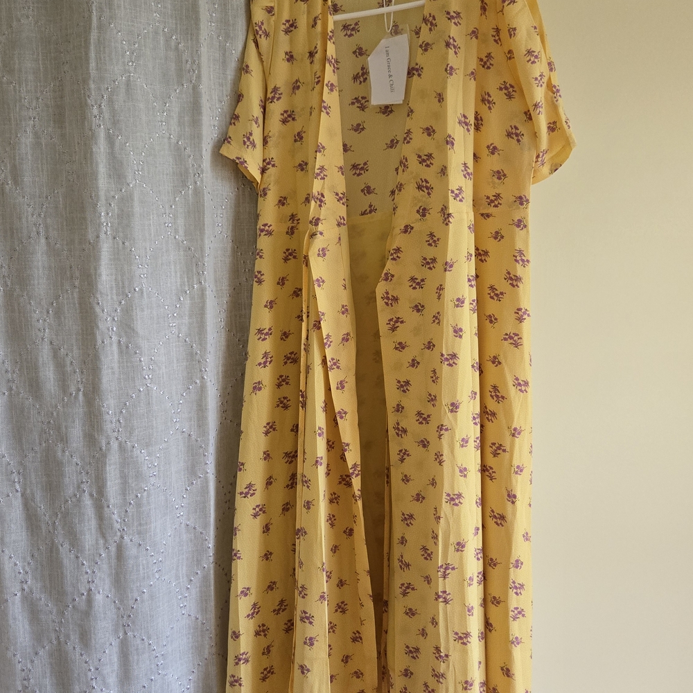 Yesstyle - Yellow Floral Wrap Dress
